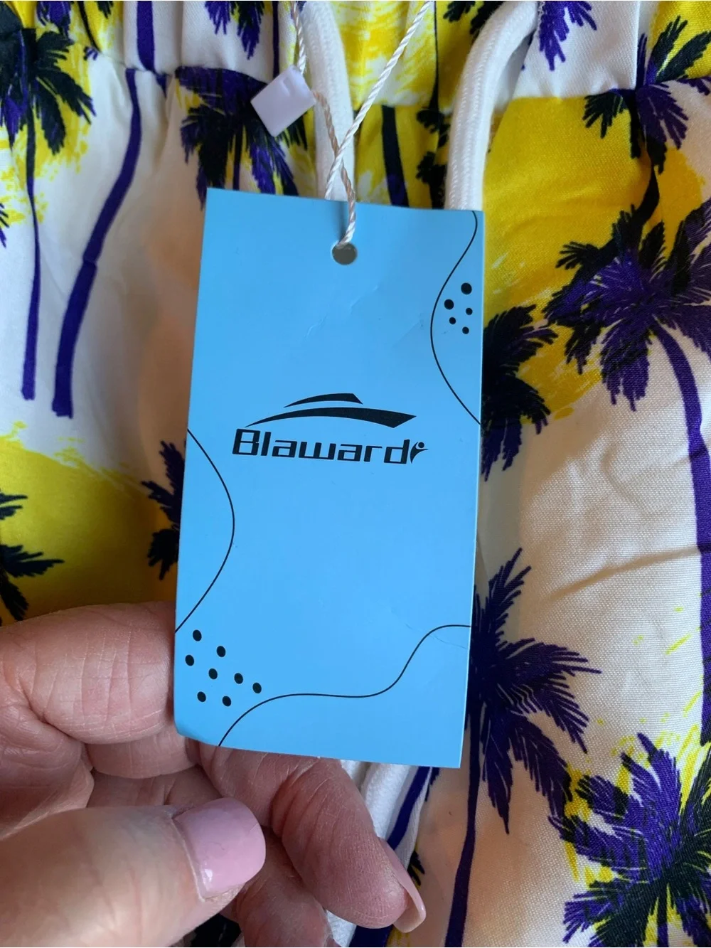 Kids Yellow & Purple Palm-Print Swim Trunks